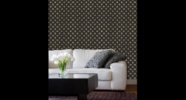 Dutch Wallcoverings Papierbehang dessin - zwart/beige