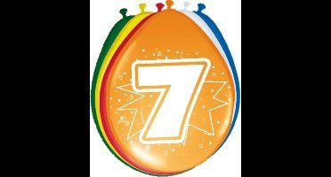 Folat Ballonnen 7 jaar - 8x stuks - 30 cm - met opdruk - gekleurd - versiering