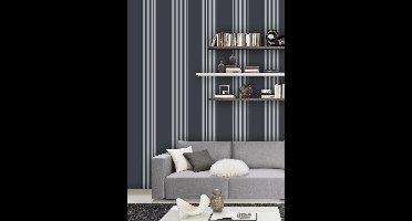 Dutch Wallcoverings Vliesbehang streep - Zwart/wit