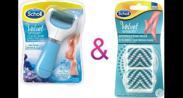 Scholl Velvet Smooth Scrub navulling + Scholl Velvet Smooth Scrubben Van Droge Huid Exfoliatie Roller Voeten En Benen 2 Stuks-Eelverwijderaar- Voetverzorging.