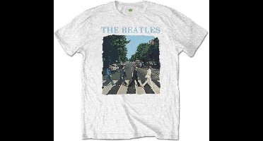 The Beatles - Abbey Road And Logo Heren T-shirt - XL - Wit