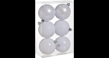 Cosy&Trendy Kerstballen Ø 8 cm - Wit assorti - Set-6