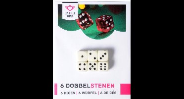 Dobbelstenen 6 Stuks – Wit – 16 mm – Verpakt op Kaart – Set Dobbelstenen voor Bordspellen en Spelaccessoires – Engelhart