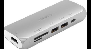 Orico USB-C Hub 4K HDMI, PD, 2x USB 3.0 - Aluminium - Zilver