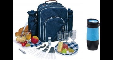 Picknicktas Hydepark met thermosbeker blauw