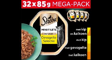 Sheba Kattenvoer - Mini Filets - Gevogelte in Saus - 32x85g Mega-Pack