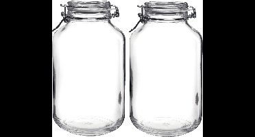Bormioli Rocco Weckpot/inmaakpot - Set van 2x stuks - 4L - glas - met beugelsluiting - luchtdicht - voorraadpot