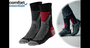 Comfort Essentials Wandelsokken All Weather 2-Paar – Wandelsokken Dames – Wandelsokken Heren – Wandel Sokken - Multi Zwart - Maat 43/46