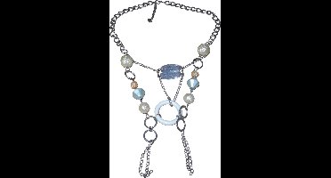Ketting zilver met dubbele hanger diverse patronen