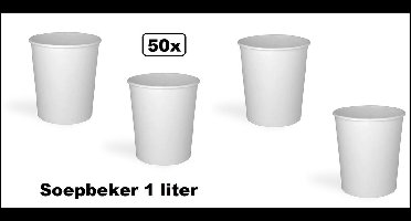 50x Soepbeker karton 1 liter - Soep salade beker festival warme dranken maaltijd carnaval