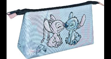 Stitch etui – pastelblauw/paars – met Angel – 22,5 x 17,5 cm