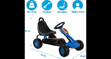 Eddy Toys Skelter - Go Kart met Handrem voor max. 35 KG - Speelgoed Buiten - Speelgoed 3 Jaar - Blauw