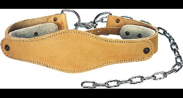 Tunturi Nek Trainingsriem - Nek lifting belt - Leer - Met Ketting - Lichtbruin