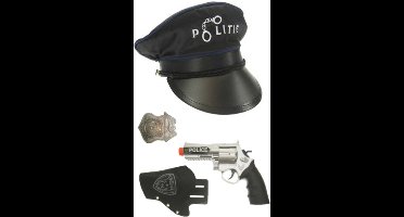 Politie verkleed pet met pistool/holster/badge voor kinderen