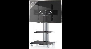 Universeel TV VESA statief Televisierek aluminium glas oprolbare wielen Tosal ZW