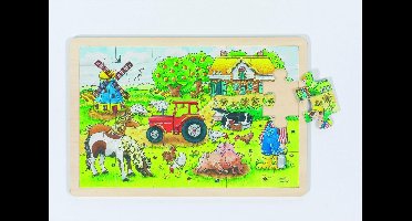 GOKI Puzzel - Boerderij Miller - 24 Stukjes - 30X20X0,8Cm - Hout - 3 Jaar