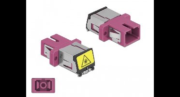 Delock Optical Fiber Coupler with laser protection flip SC Simplex female to SC Simplex female Multi-mode violet