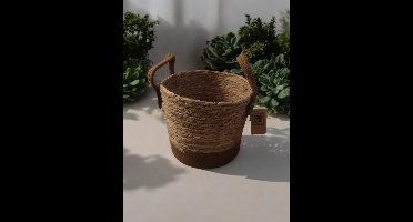 mand van zeegras met handvaten 26x21 cm