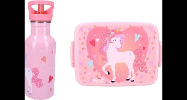 Unicorn RVS Drinklfes 500Ml en Lunchbox voordeelset