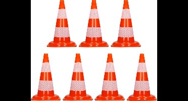 ECD Germany 7 verkeerskegels 47 cm oranje wit met 2 reflecterende banden stapelbaar en flexibel waarschuwingspalen verkeersmarkeringen veiligheidskegels markeerpionnen voor buitengebruik