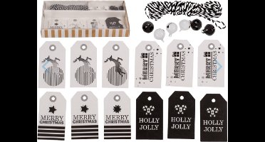 Gift tags, zwart wit - christmas - kerst - cadeaukaartjes