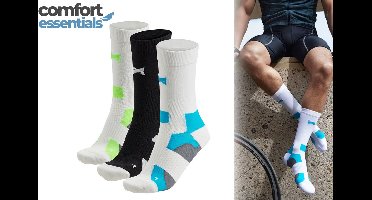 Comfort Essentials Fietssokken Hoog 3-Pack – Fietssokken Heren – Fietssokken Dames – Wielrensokken – Fiets Sokken - Multi Wit - Maat 43/46