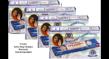 Satya Nag Champa Agarbatti klassiek staafjes 4 dozen van 12 pakjes (15 gram per pakje ) wierook| 48 pakjes van 15gram| 4 dozen