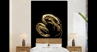 Behang - Fotobehang Garnalen - Zwart - Goud - Dieren - Breedte 145 cm x hoogte 220 cm