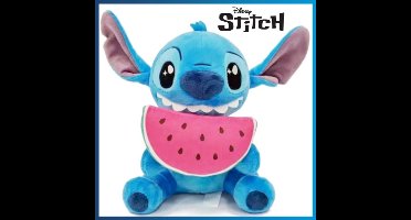 Stitch met Watermeloen - Disney Lilo & Stitch Pluche Knuffel 26 cm - Disney Plush Toy - Speelgoed knuffels voor kinderen jongens meisjes