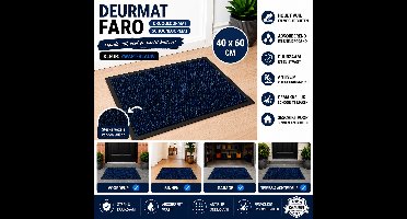 Wicotex - Deurmat - Schoonloopmat Faro - Afmeting 40x60cm - Kleur Zwart - Blauw