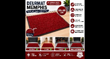 Wicotex - Deurmat - Droogloopmat Memphis Rood - Afmeting 60x80cm