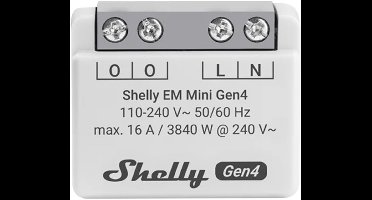 Shelly EM Mini Gen4 - Slimme Verbruiksmeter - 16 A - Inzicht in Stroomverbruik - Inbouw Stroommeter - Wifi - Zigbee & Matter - 1 stuk