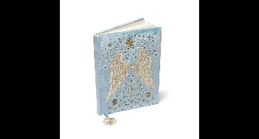 Notitieboek fluweel blauw met engelenvleugels – 20 cm x 15 cm