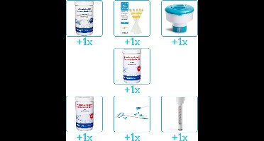 Zwembad Onderhoudspakket - Onderhoud Zwembad - bevat Chloor - Testrips - Chloordrijver - PH-min - PH-plus - Schoonmaakset en Thermometer (7-delig)