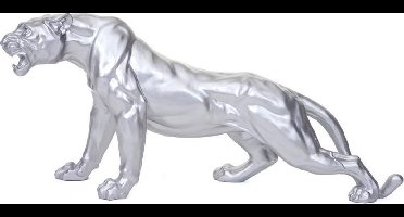 Panter luipaard 59 cm zilver (inclusief halsband) beeld