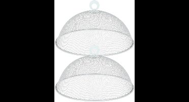 Cepewa Vliegenkap / voedselkap - 2x - grijs - D30 x H12 cm - metaal - voedsel afdekken
