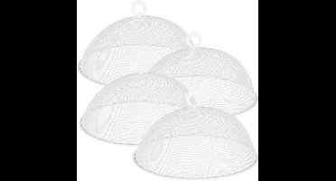 Cepewa Vliegenkap / voedselkap - 4x - wit - D30 x H12 cm - metaal - voedsel afdekken
