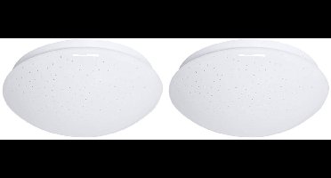LED plafondlamp Plafondlamp Woonkamerlamp Keukenlamp, sterrenhemel, metaal kunststof, wit, 12 watt 840 lumen neutraal wit, D x H 26 x 9,2 cm, set van 2
