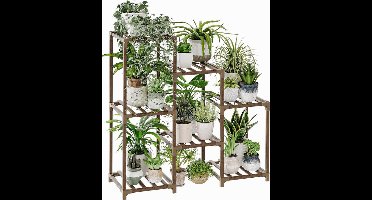 Sierra, Plantenstandaards voor kamerplanten, hout buiten gelaagde plantenplank voor meerdere planten, 3 banden 7 ingemaakte ladder plantenhouder tafelplantenpot standaard voor raam tuin balkon patio