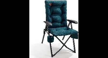 Luxe Campingstoel voor Volwassenen - Verstelbare Campingstoel met Hoge Rugleuning - Opvouwbare Tuinstoel Gewatteerd 6CM - 4 Standen Verstelbaar - Belastbaar tot 150KG - Comfortabele Outdoor Stoel voor Camping Tuin Strand Caravan en Picknick