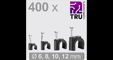 TRU COMPONENTS T24CA131 Spijkerclip TC-13448476 Bundel-Ø (bereik) 3 tot 12 mm Zwart 400 stuk(s)