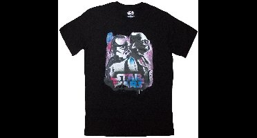 Disney Star Wars - Vader & Trooper Neon Heren T-shirt - M - Zwart