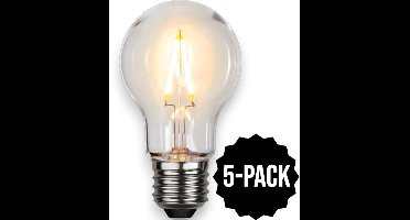 5-Pack | Prikkabel - Standaard bol - E27 - 1W - Super Warm Wit <2200K - Filament - Helder