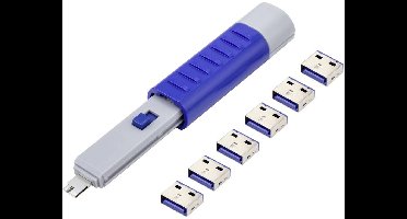 Renkforce USB-A-poortslot RF-4714586 Set van 6 stuks Zilver, Blue Incl. 1 sleutel RF-4714586