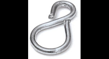 Gesloten S-haak 1,3 mm – 15 x 9 mm – messing vernikkeld – per 5 stuks