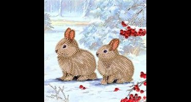 Crystal Card Kit | Diamond painting Winter Bunnies