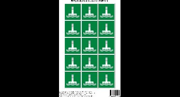 Pictogram sticker E055 Valpijp voor evacuatie - 50x50mm 15 stickers op 1 vel