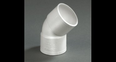 Dyka PVC lijm bocht wit 45° 40mm mof/mof wit