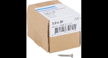 Hoenderdaal Spaanplaatschroef RVS platverzonken kop TX10 voldraad 3.0X20 (per 200 stuks)