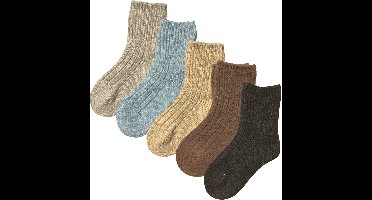 green-goose® Alpaca Sokken Kinderen - 5 Paar - Maat 25-27 - Bruin - Heerlijk Zacht Alpacawol